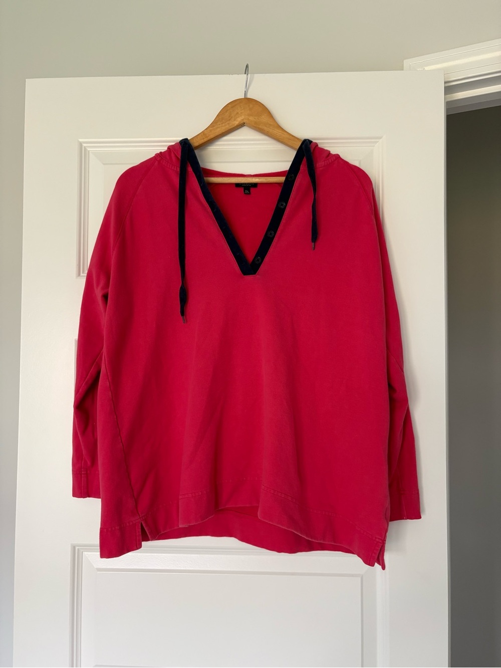 EUC Talbots 1XP Bold Pink Cotton Hoodie Sweatshirt Preppy Coastal Grandma Casual